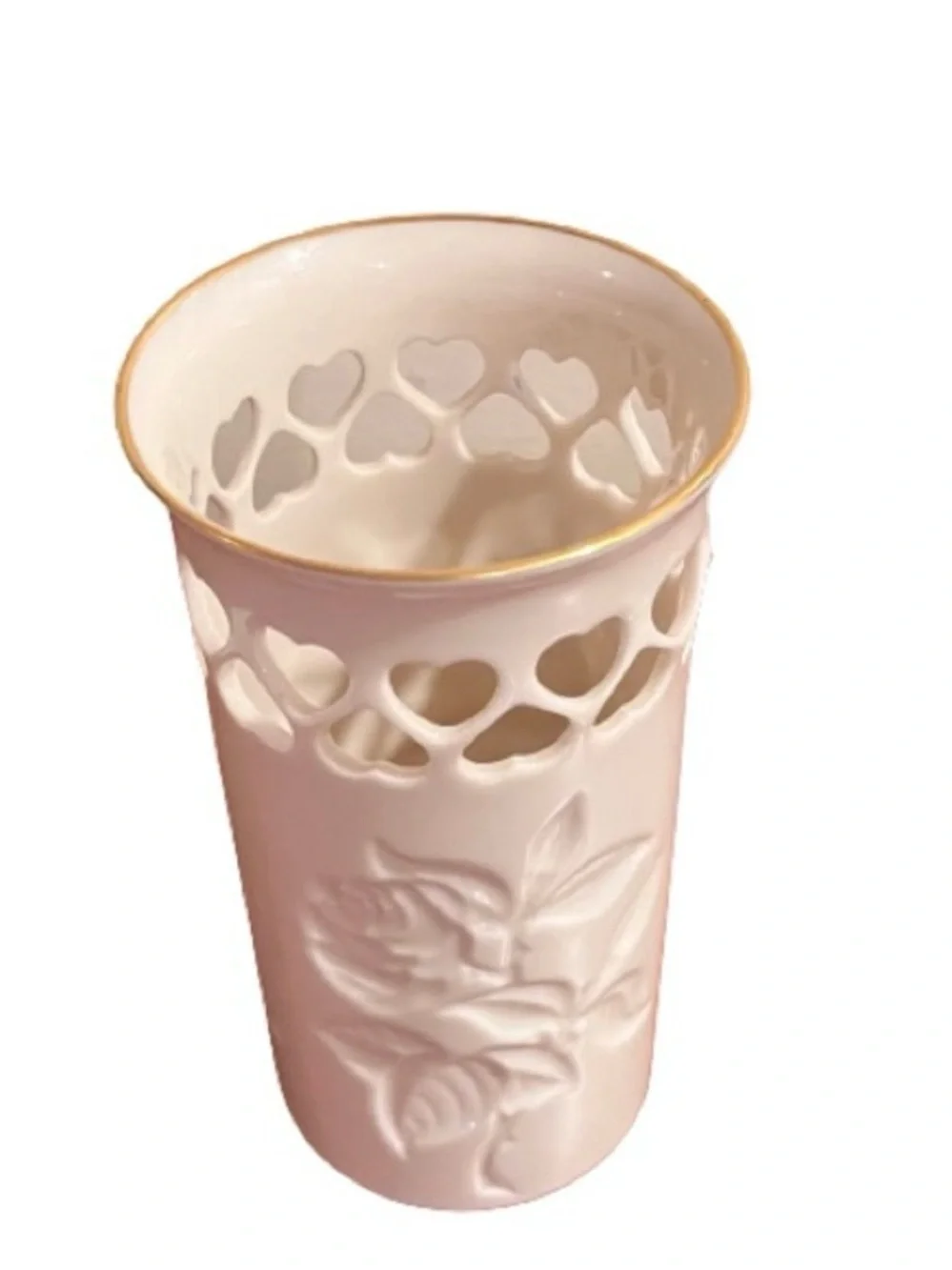 Vintage Lenox Heart Collection- Heart Cutout Vase Bone China with Gold Trim